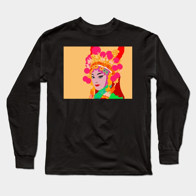 Cantonese Opera Star #3 Long Sleeve T-Shirt by CRAFTY BITCH